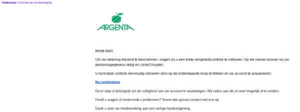 argenta phishing mail