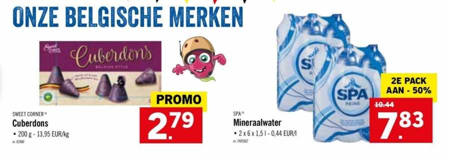 Lidl aanbieding Belgische merken cuberdons Spa