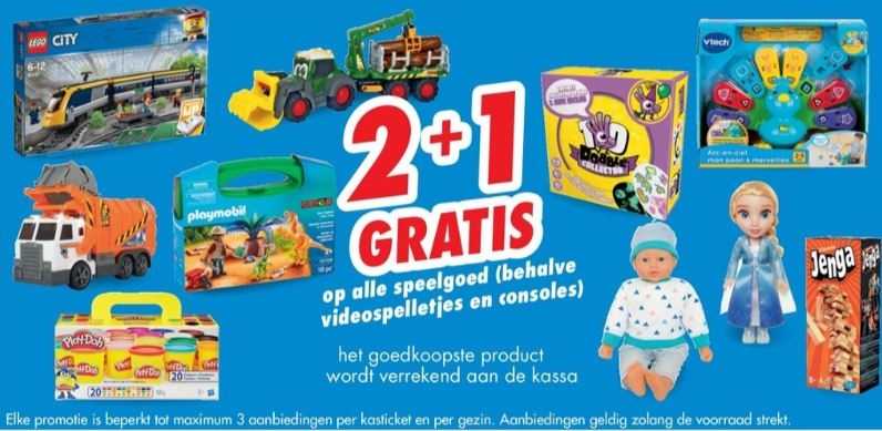 Carrefour actie speelgoed 2+1
