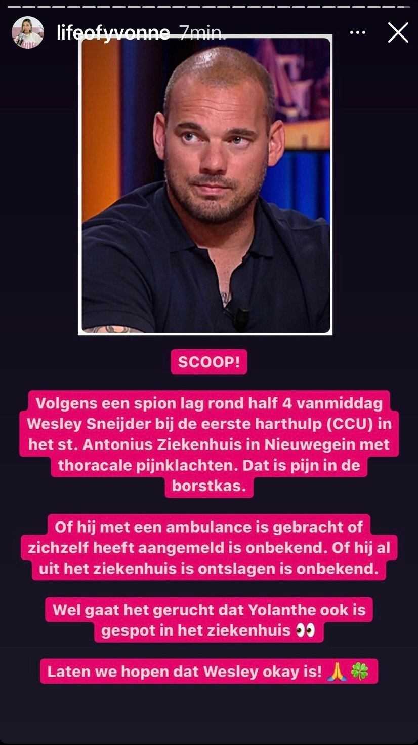 Wesley Sneijder naar het ziekenhuis