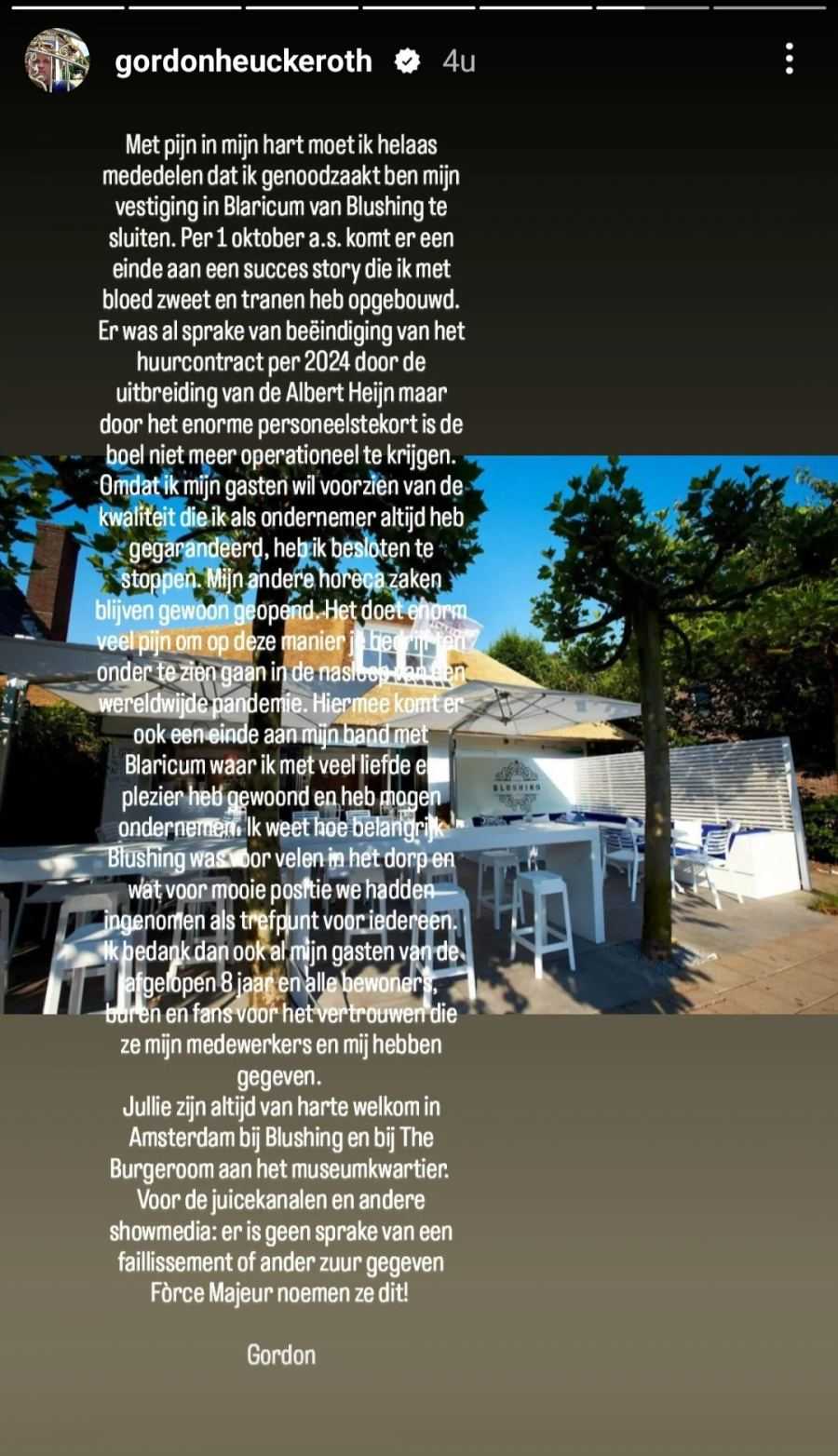 Gordon Heuckeroth sluiting koffiezaak
