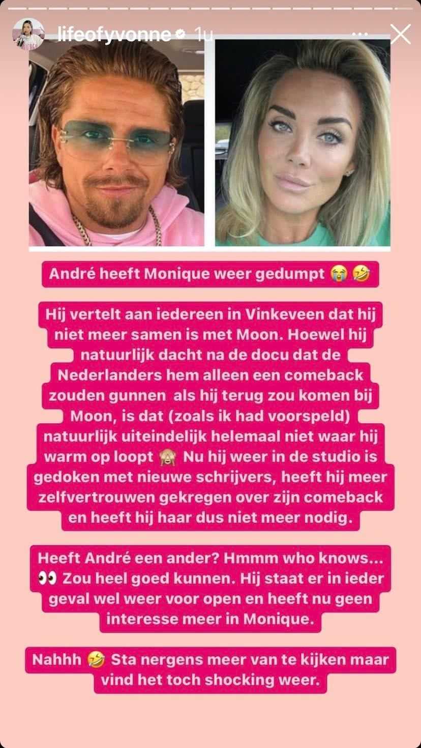 "André heeft Monique weer gedumpt"