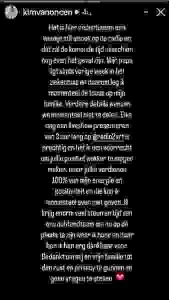 Kim Van Oncen over haar afwezigheid