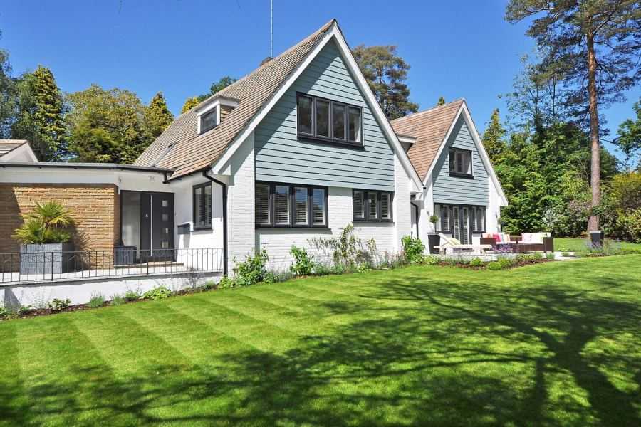 gras, woning, huis, zomer