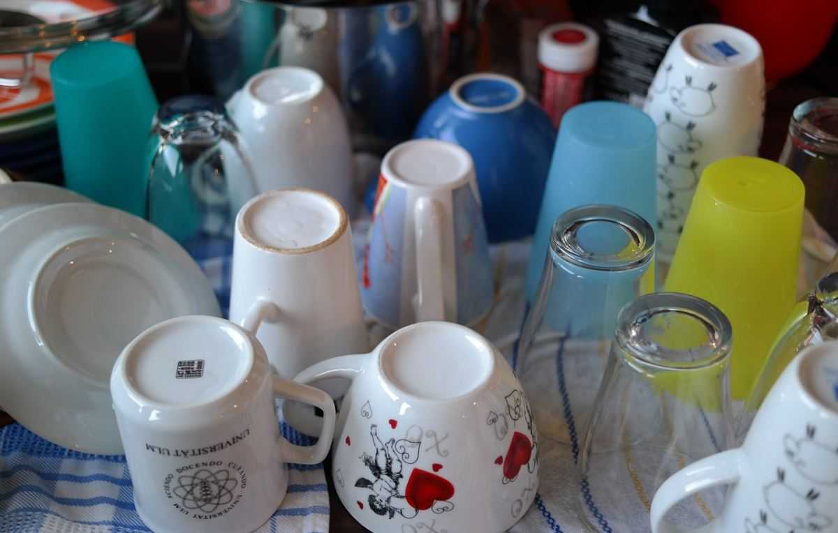 afwas, drogen van afwas, tassen