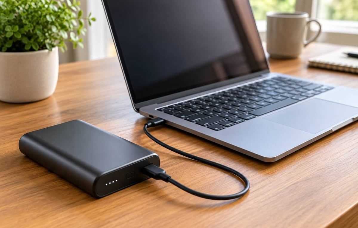 Laptop en powerbank