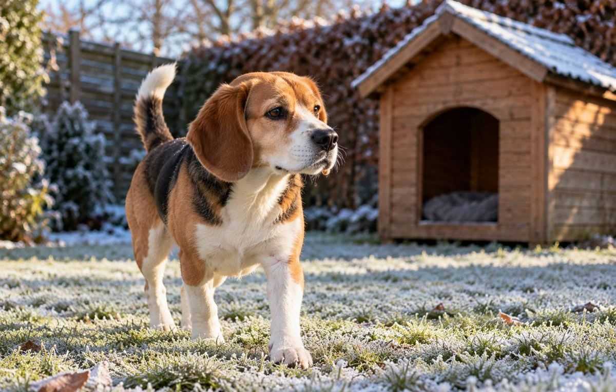 Hond in tuin koude