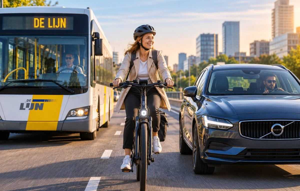 Vervoer naar het werk - fiets de lijn auto