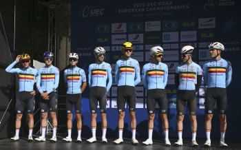 Benoot Tiesj (Belgium), Berckmoes Jenno (Belgium), Cras Steff (Belgium), Evenepoel Remco (Belgium), Lecerf Junior (Belgium), Meurisse Xandro (Belgium), Van Gils Maxim (Belgium), Vervaeke Louis (Belgium) op EK