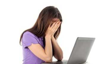 laptop, vermoeid, verdrietig, moe