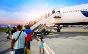 vliegtuig, passagiers, instappen vliegtuig, vlucht