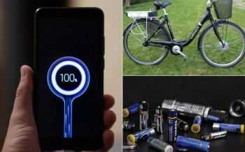 photo-collage Pixabay (slikviditet-fiets, Photoblend-batterijen) en shutterstock-gsm