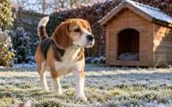 Hond in tuin koude